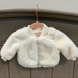 Cat & Jack Faux Fur Bomber Jacket w-Rose Gold Zipper - size Newborn (NEW)